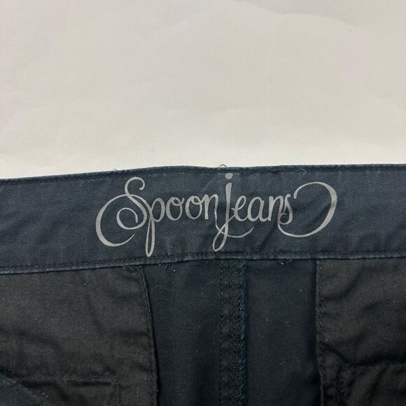 LONG Spoon Jeans Black Canvas Low Rise Wide Leg Chino Pants 13 - Picture 3 of 7
